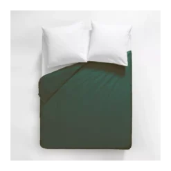 Housse de couette satin de coton uni vert Ava uni sauge