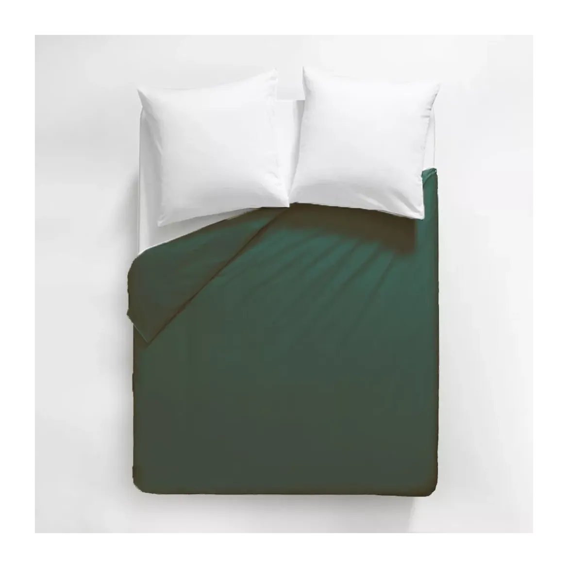Housse de couette satin de coton uni vert Ava uni sauge