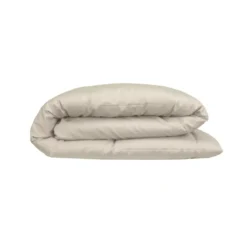 Housse de couette satin de coton uni beige Ava uni lin