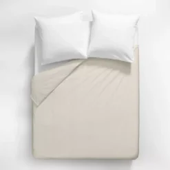 Housse de couette satin de coton uni ivoire Ava uni angora