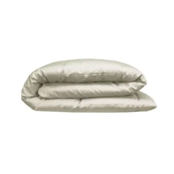 Housse de couette satin de coton uni ivoire Ava uni angora
