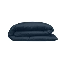 Housse de couette satin de coton uni bleu Ava uni bleu nuit