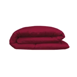 Housse de couette satin de coton uni rouge Ava uni dahlia