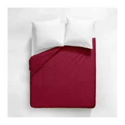 Housse de couette satin de coton uni rouge Ava uni dahlia