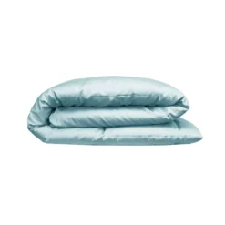 Housse de couette satin de coton uni bleu Ava uni mint