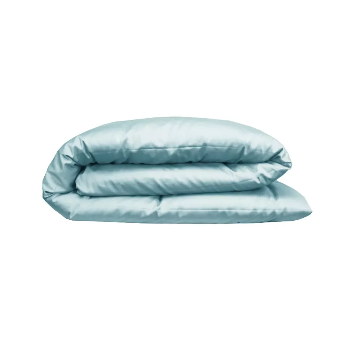 Housse de couette satin de coton uni bleu Ava uni mint