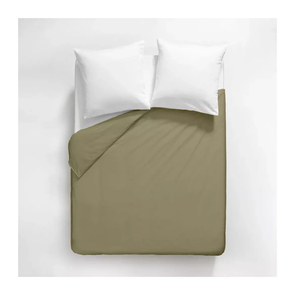 Housse de couette satin de coton uni brun marron Ava uni mordore