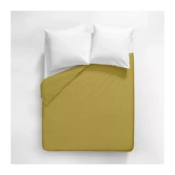 Housse de couette satin de coton uni or Ava uni curry