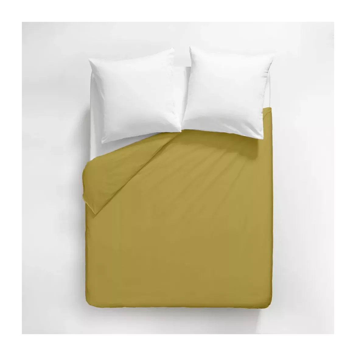 Housse de couette satin de coton uni or Ava uni curry