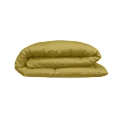 Housse de couette satin de coton uni or Ava uni curry