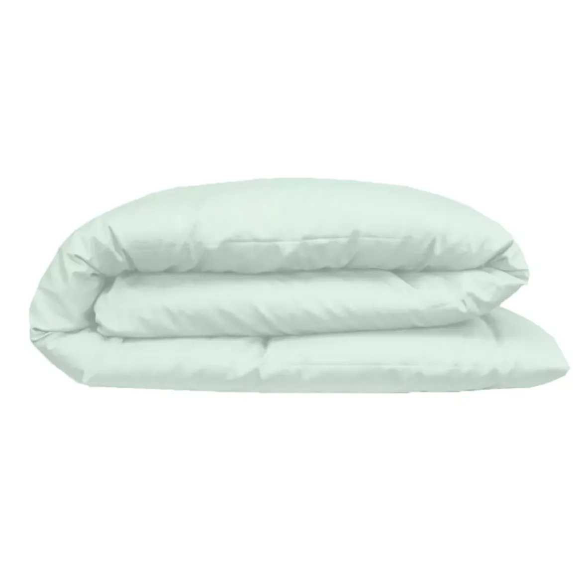 Housse de couette satin de coton uni bleu Ava uni lagon