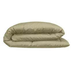 Housse de couette satin de coton uni beige Ava uni glaise
