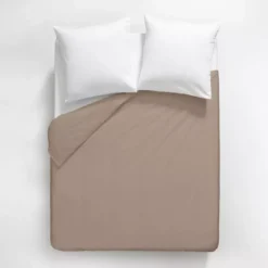 Housse de couette satin de coton uni rose Ava uni rose fume