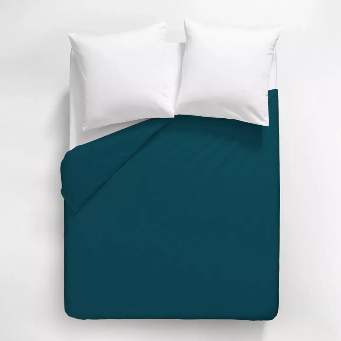 Housse de couette satin de coton uni bleu Ava uni bleu ardoise