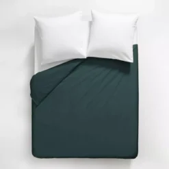Housse de couette satin de coton 115 g/m² uni canard Ava uni vert anglais