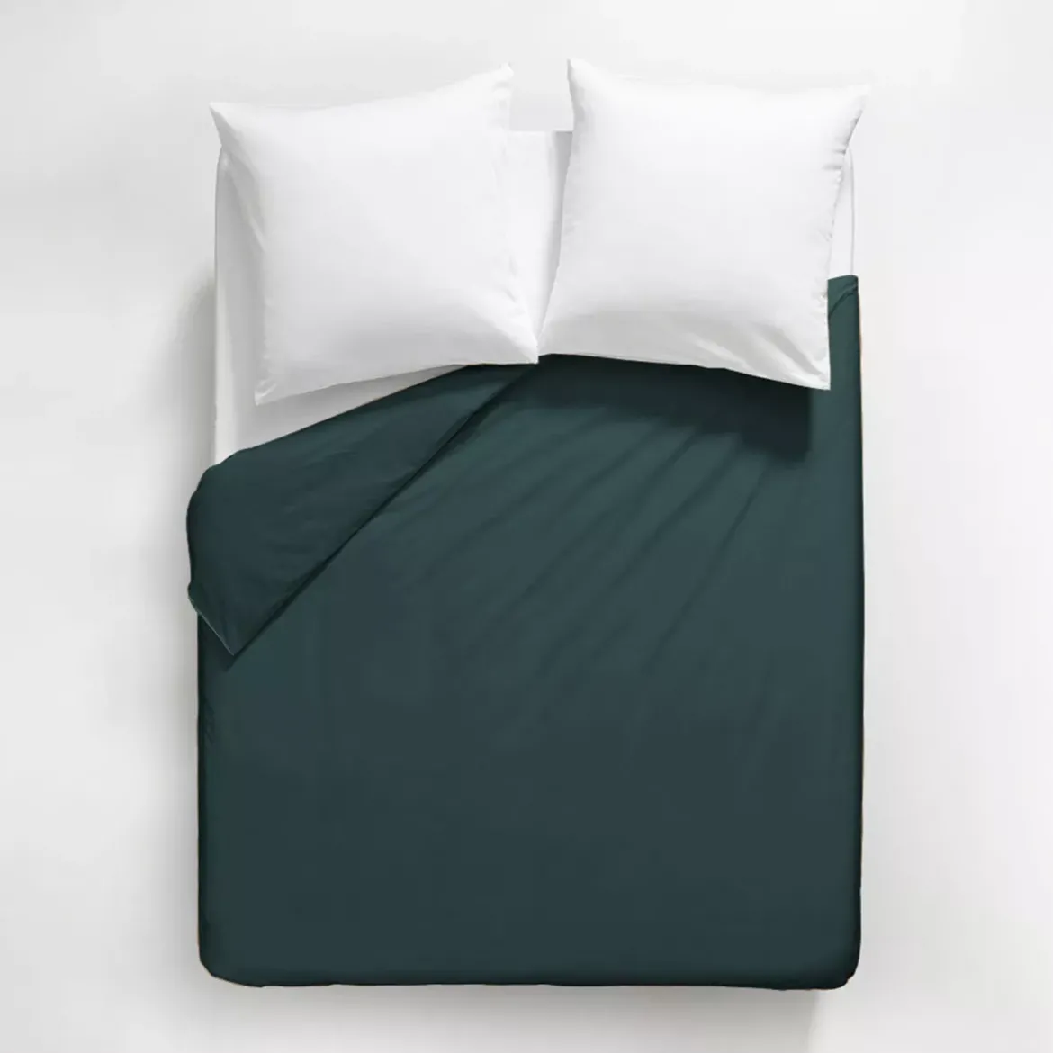 Housse de couette satin de coton 115 g/m² uni canard Ava uni vert anglais
