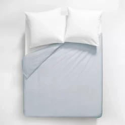 Housse de couette satin de coton uni gris Ava uni glacier