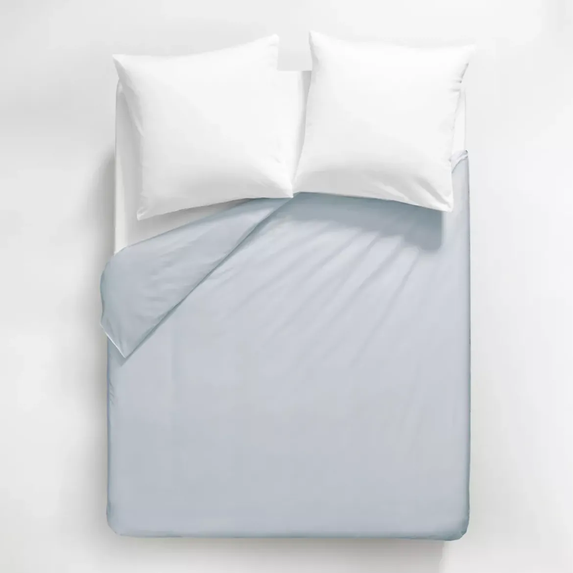 Housse de couette satin de coton uni gris Ava uni glacier