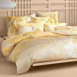 Housse de couette satin de coton 115 g/m² imprimé or jaune Soleil d'or dore