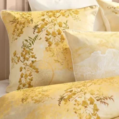 Housse de couette satin de coton 115 g/m² imprimé or jaune Soleil d'or dore