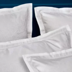 Housse de couette satin de coton motif jacquard blanc Alexandria diamant