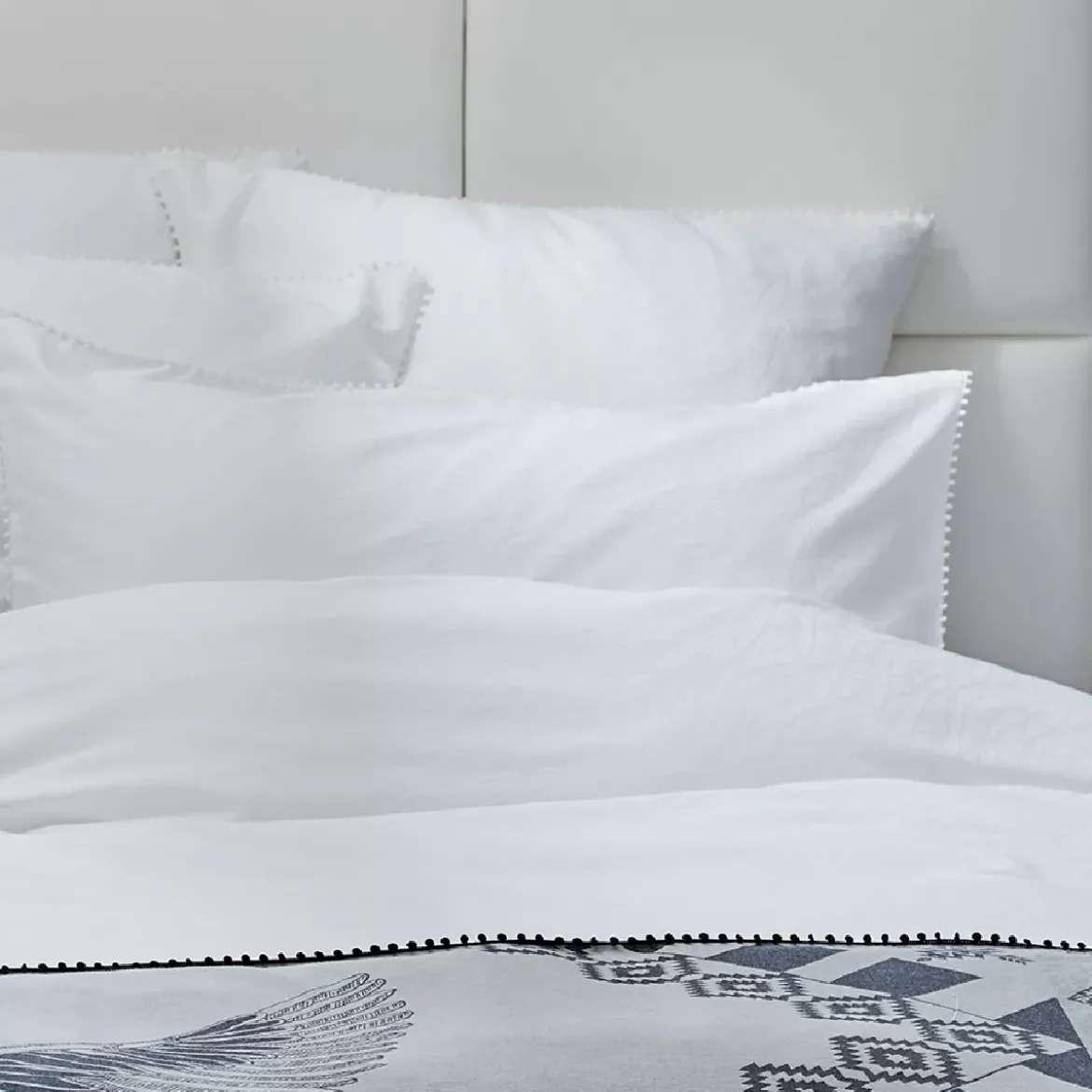 Housse de couette satin de coton motif jacquard blanc Alula blanc