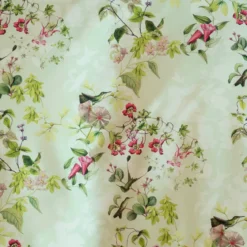 Housse de couette satin de coton imprimé multicolore vert Foliage vert d'eau