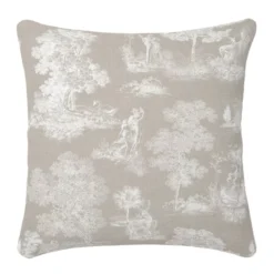 Housse de coussin lin & coton 165 g/m² imprimé beige Poesie taupe