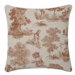 Housse de coussin lin & coton 165 g/m² imprimé brun Poesie brique