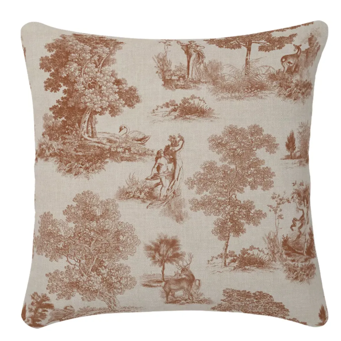 Housse de coussin lin & coton 165 g/m² imprimé brun Poesie brique