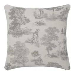 Housse de coussin lin & coton 165 g/m² imprimé gris Poesie gris