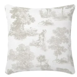 Housse de coussin lin & coton 165 g/m² imprimé beige Poesie lin