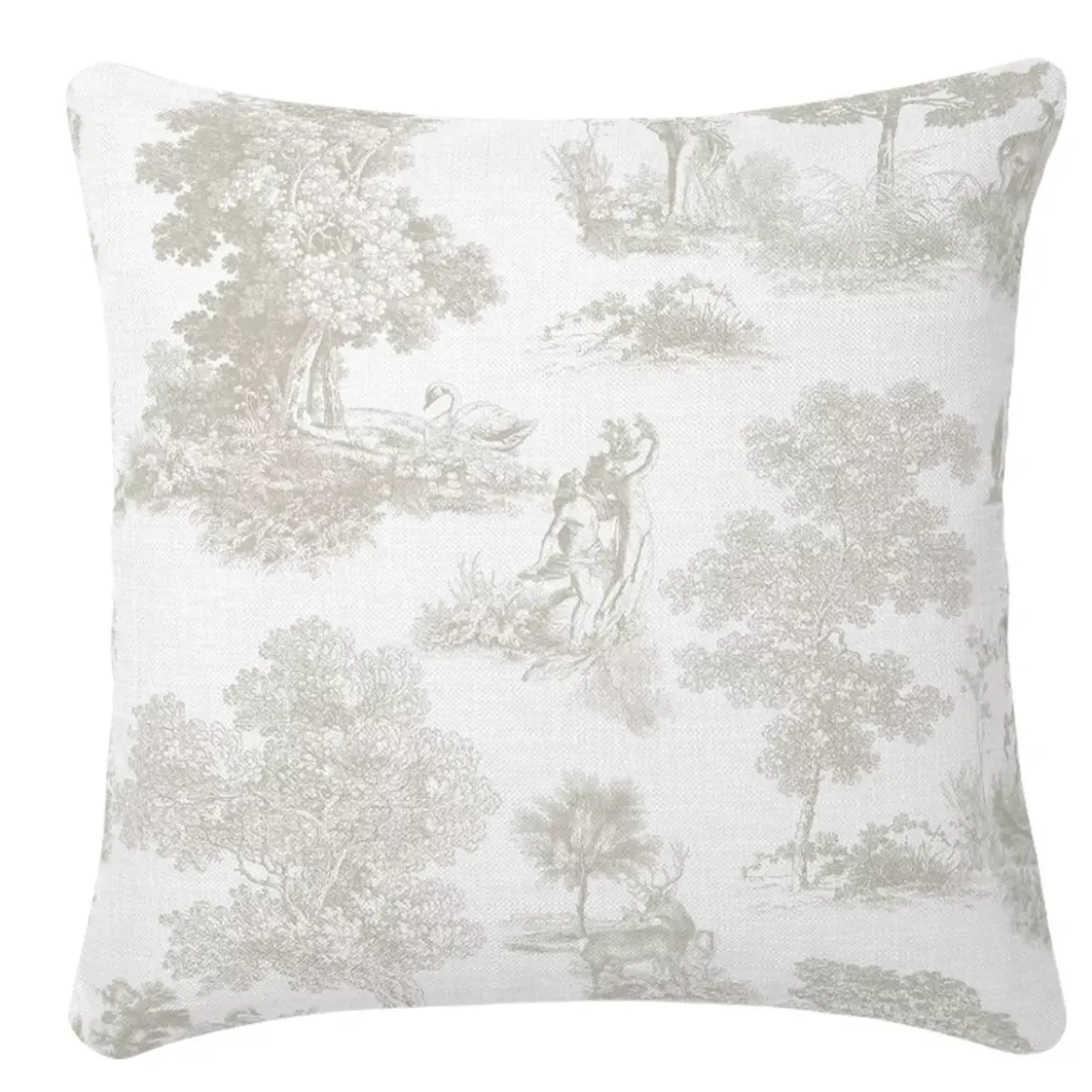 Housse de coussin lin & coton 165 g/m² imprimé beige Poesie lin