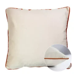 Housse de coussin polyester antitache 300 g/m² uni beige Velours uni beige-cuivre