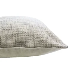 Housse de coussin polyester jeu d'unis beige Tweed naturel