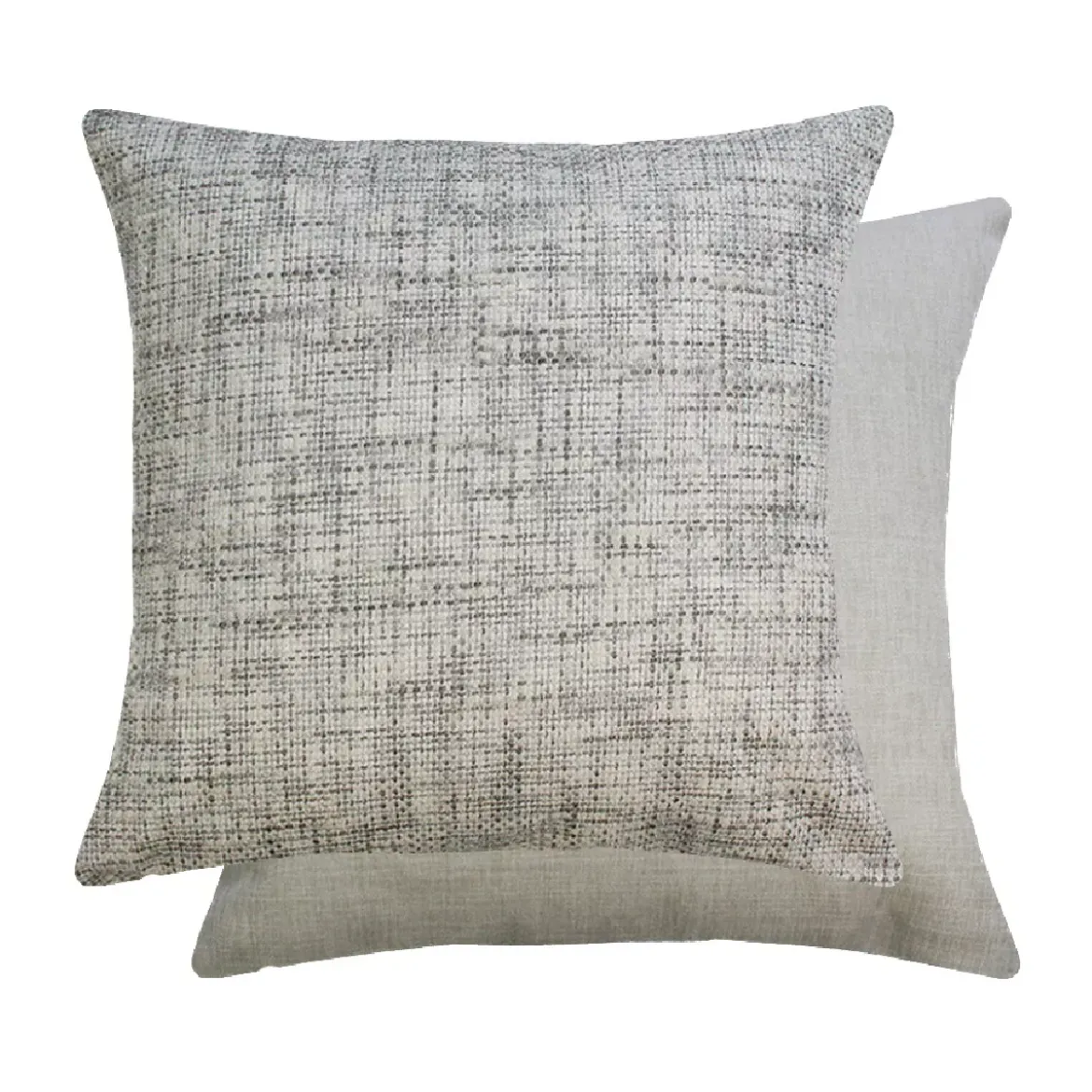 Housse de coussin polyester jeu d'unis beige Tweed naturel