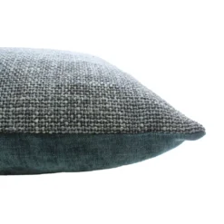 Housse de coussin polyester jeu d'unis gris Tweed orage