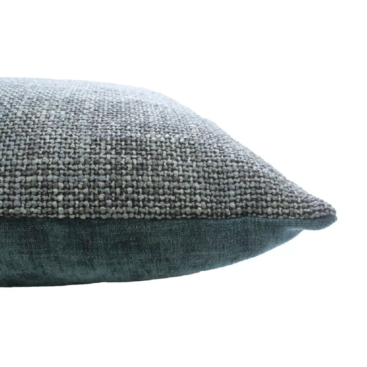 Housse de coussin polyester jeu d'unis gris Tweed orage