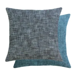 Housse de coussin polyester jeu d'unis gris Tweed orage