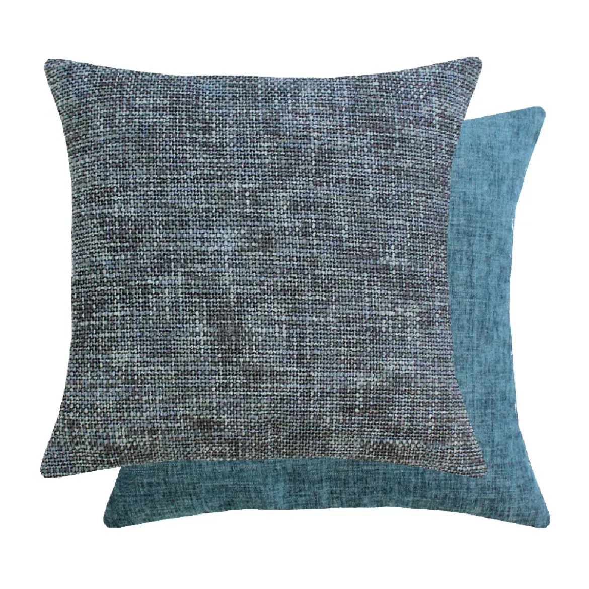 Housse de coussin polyester jeu d'unis gris Tweed orage