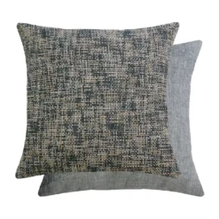 Housse de coussin polyester jeu d'unis gris Tweed roche