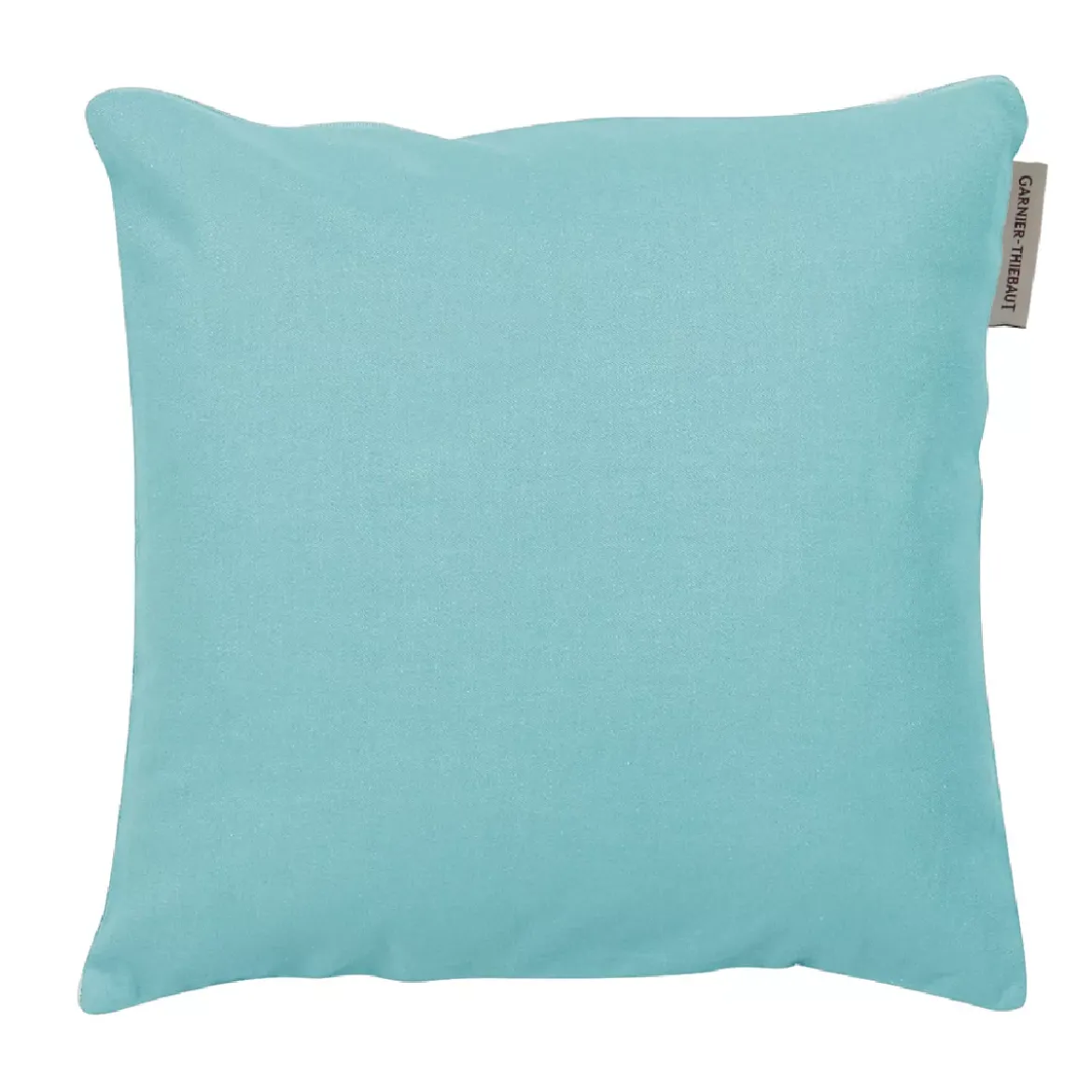 Housse de coussin pur coton 210 g/m² uni bleu Confettis azur