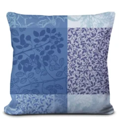 Housse de coussin pur coton 220 g/m² motif jacquard bleu Mille rameaux bleu