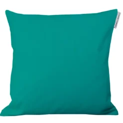 Housse de coussin pur coton 210 g/m² uni bleu Confettis paon