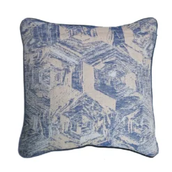 Housse de coussin pur coton motif jacquard bleu Oak blue