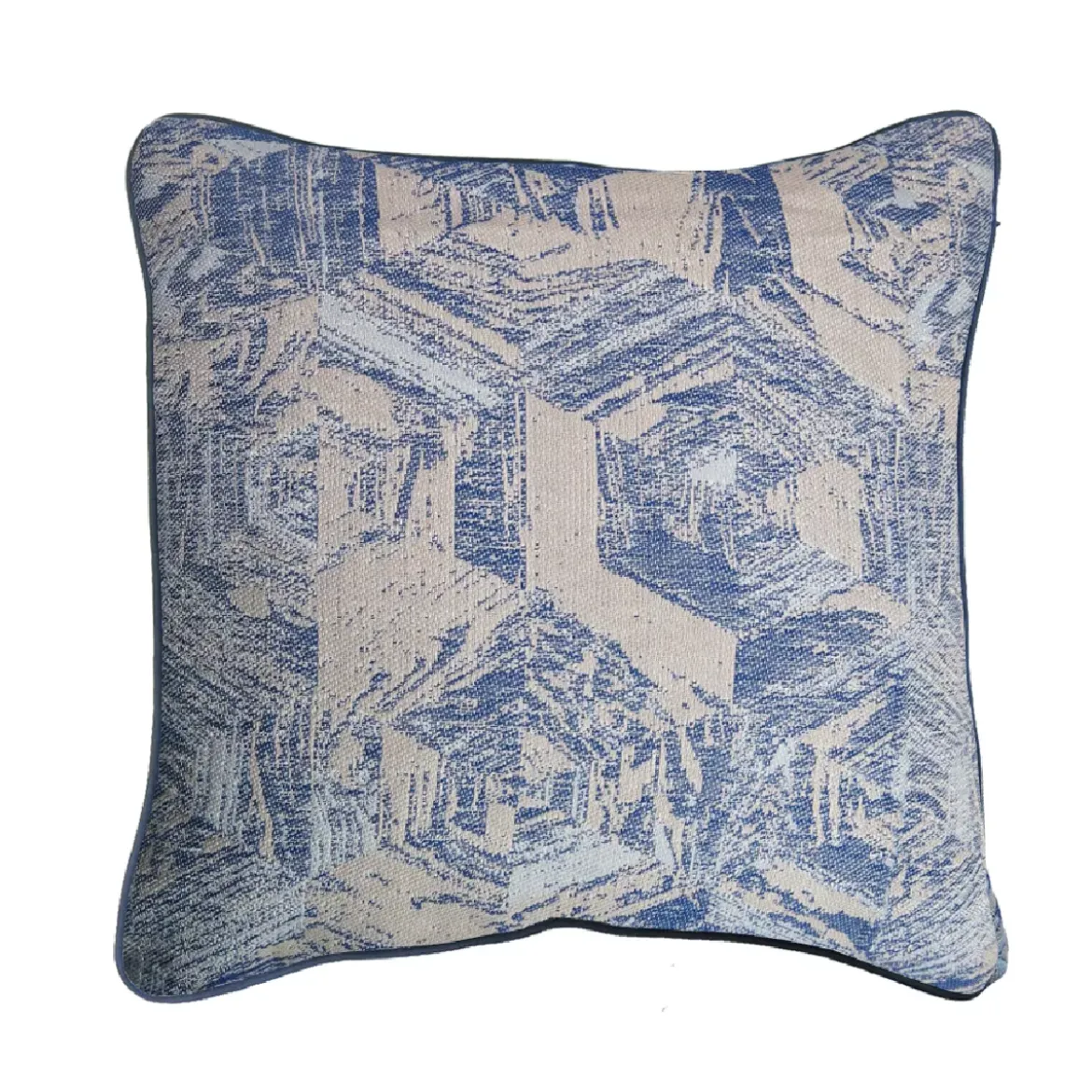 Housse de coussin pur coton motif jacquard bleu Oak blue