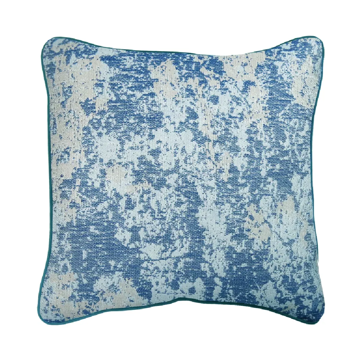 Housse de coussin pur coton motif jacquard bleu Oxyd turquoise