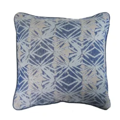Housse de coussin pur coton motif jacquard bleu Prismes blue