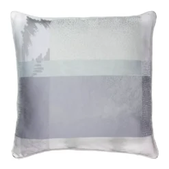 Housse de coussin pur coton motif jacquard gris beige Mille matieres vapeur