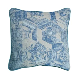 Housse de coussin pur coton motif jacquard bleu Oak turquoise